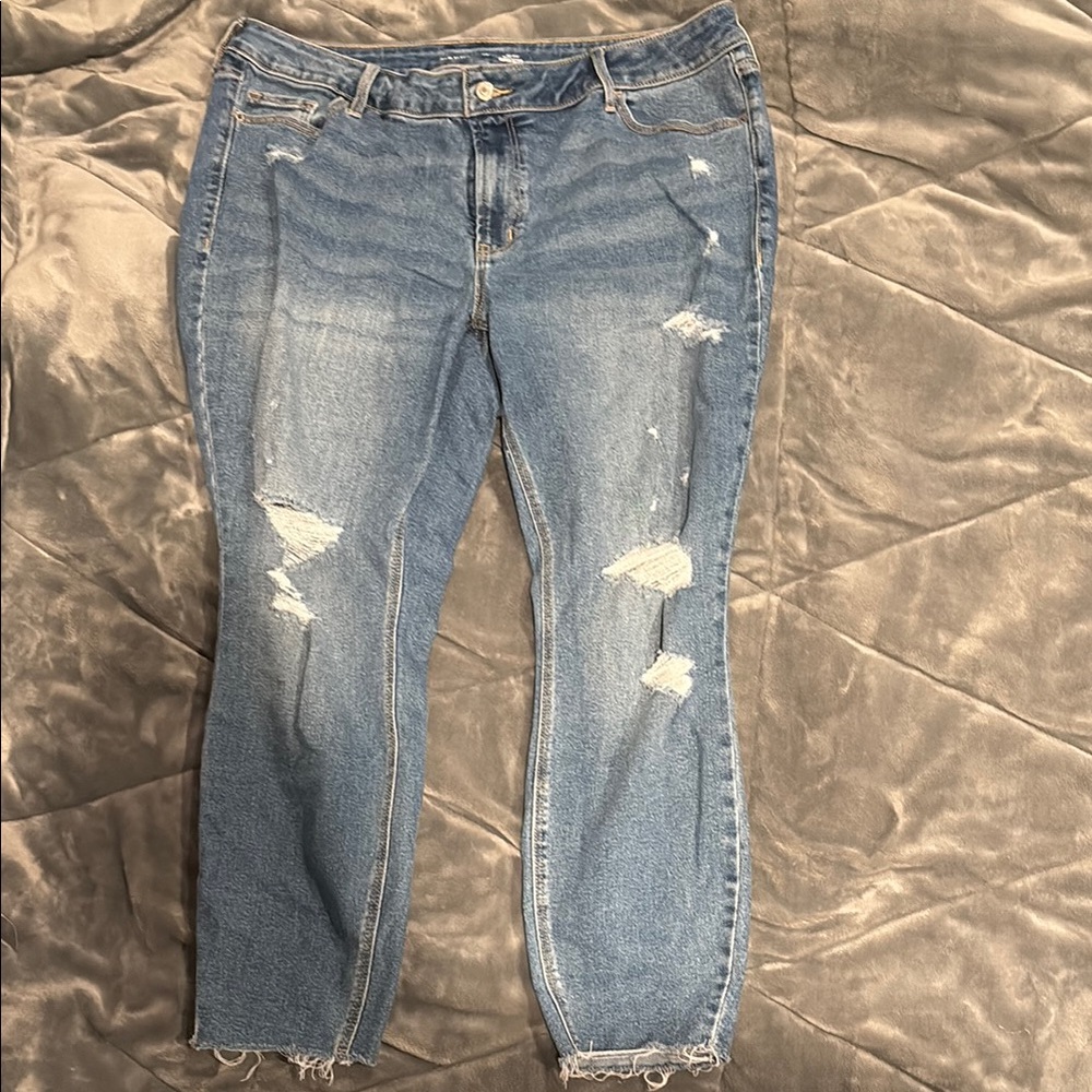 Old Navy Blue Skinny Jeans with Distressed Details (super skinny, rockstar)